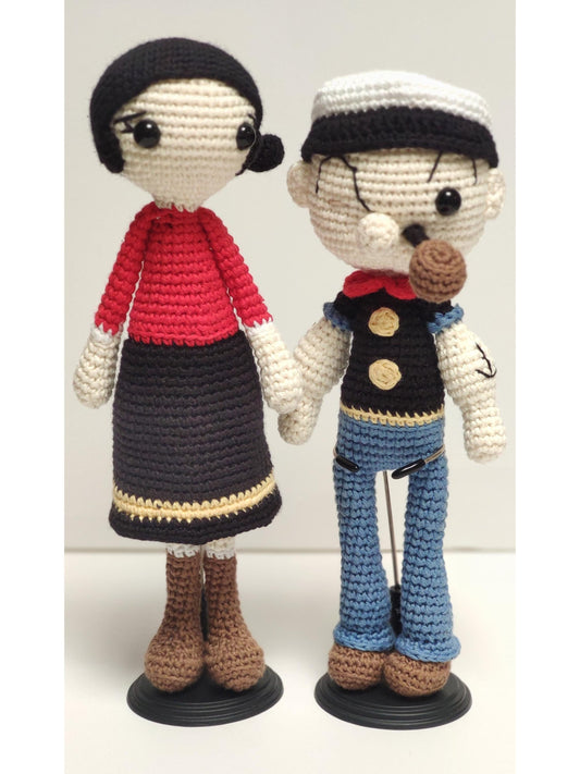 Handmade Crochet Popeye and Olive Amigurumi Set