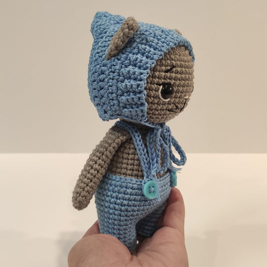 Crochet Cat Plush Toy with Beanie: Handmade Stuffed Animal