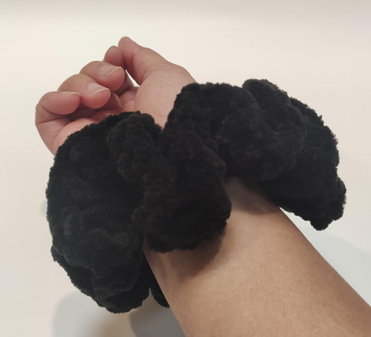 Handmade Chenille Crochet Scrunchie: Soft Hair Tie
