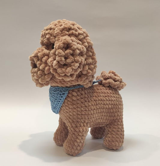 Handmade Crochet Apricot Poodle Plush: Stuffed Animal Toy