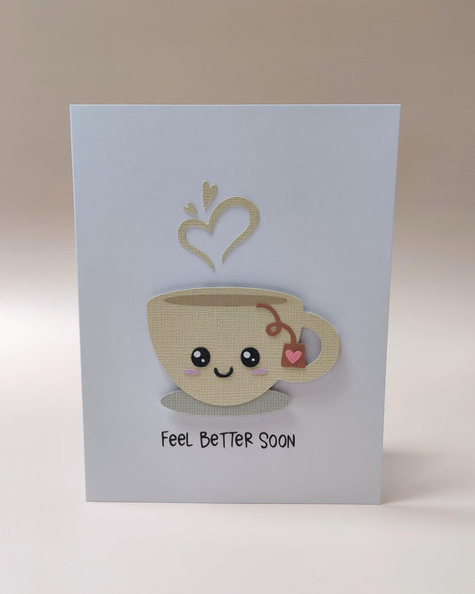 Feel Better Soon Teacup Card | Handmade 3D Get Well Card