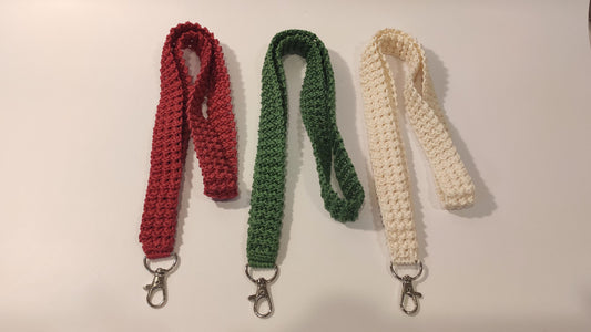 Off-white, Green, Maroon Crochet Teacher Gift Lanyard